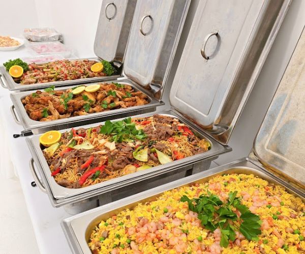 Catering trays and styled food presentation