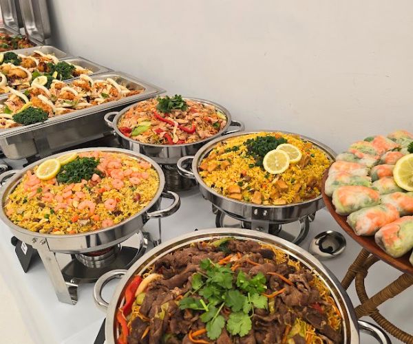 Catering spread arranged for an event