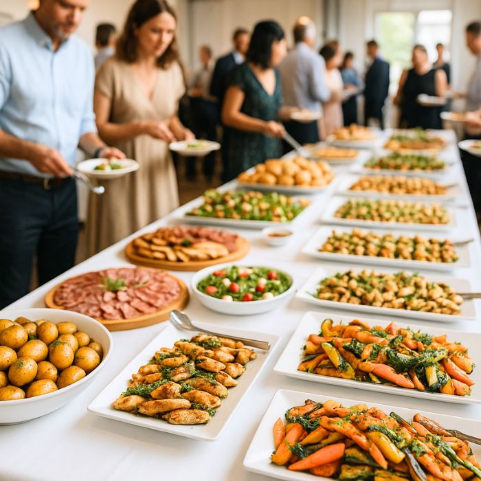 Buffet Catering table with heaps of food in Melbourne, VIC