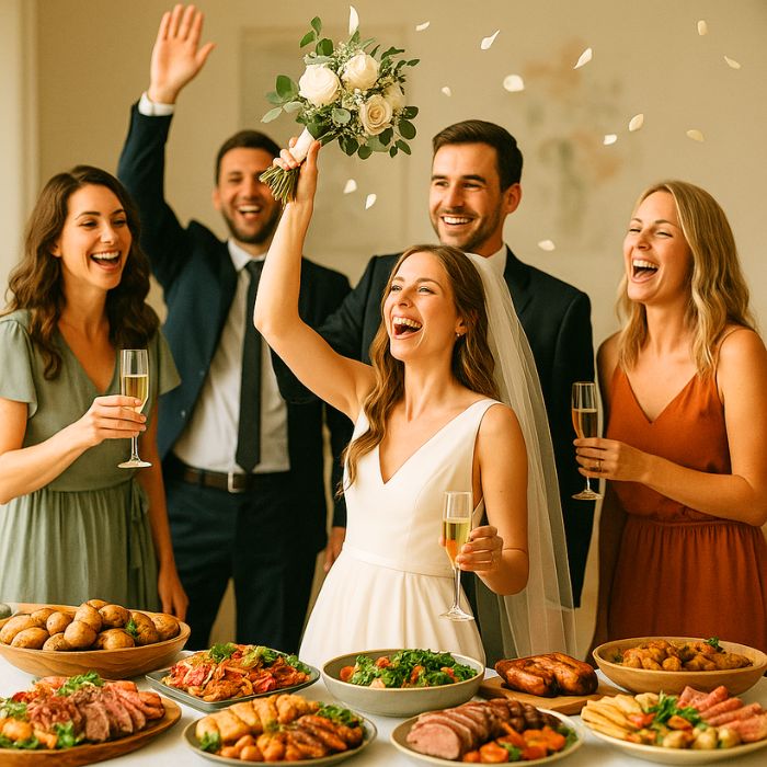 bride and groom at Melbourne wedding with catering in Melbourne, Australia